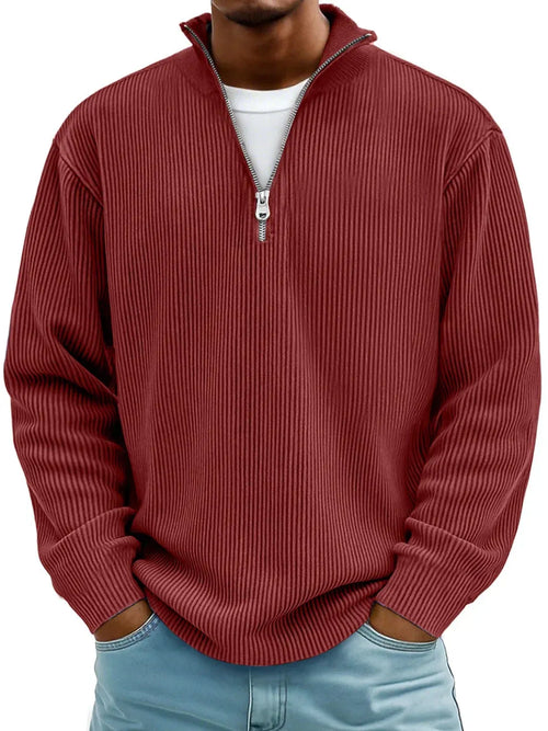 Premium soft knit half‐zip sweater for men