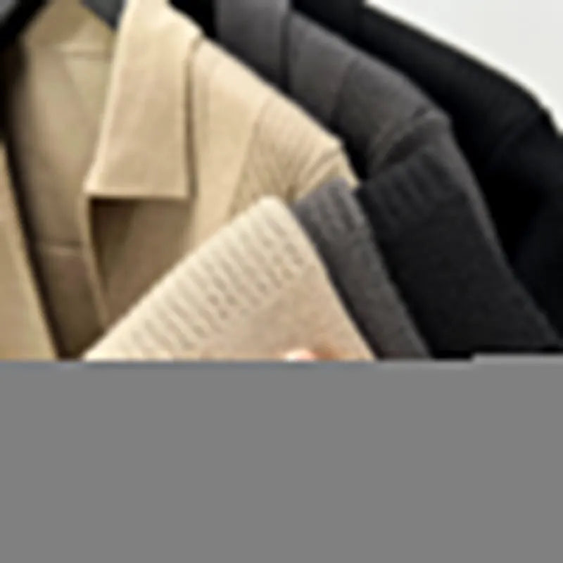 🔥Men's Lapel Collar Knit Cardigan, Autumn Spring Casual Solid Color Striped Sweater Coat With Pockets